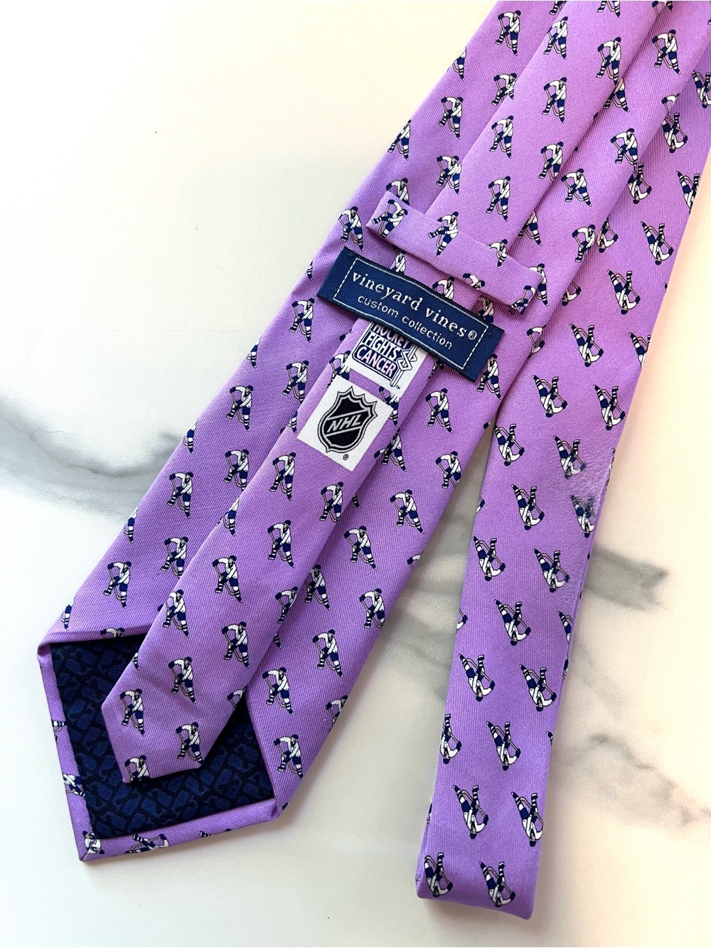 NHL x Vineyard Vines 100% Silk Hockey Player Necktie NHL Fights Cancer